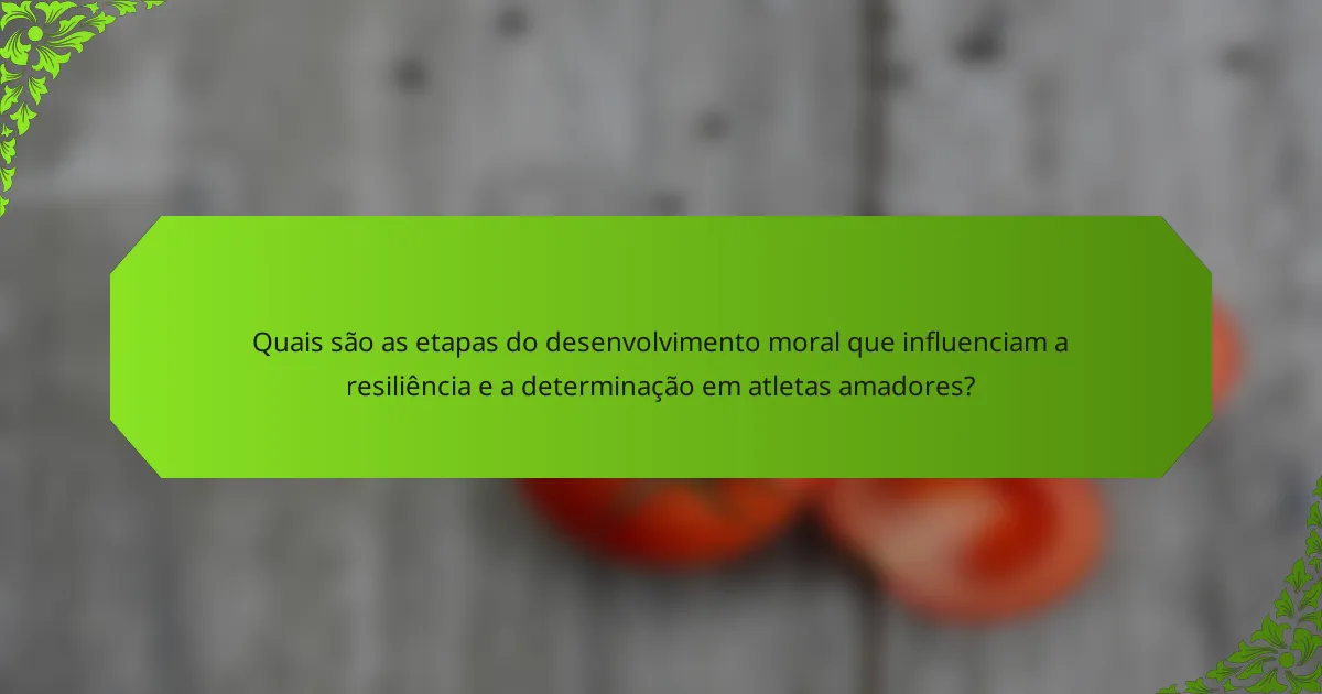 Quais são as etapas do desenvolvimento moral que influenciam a resiliência e a determinação em atletas amadores?