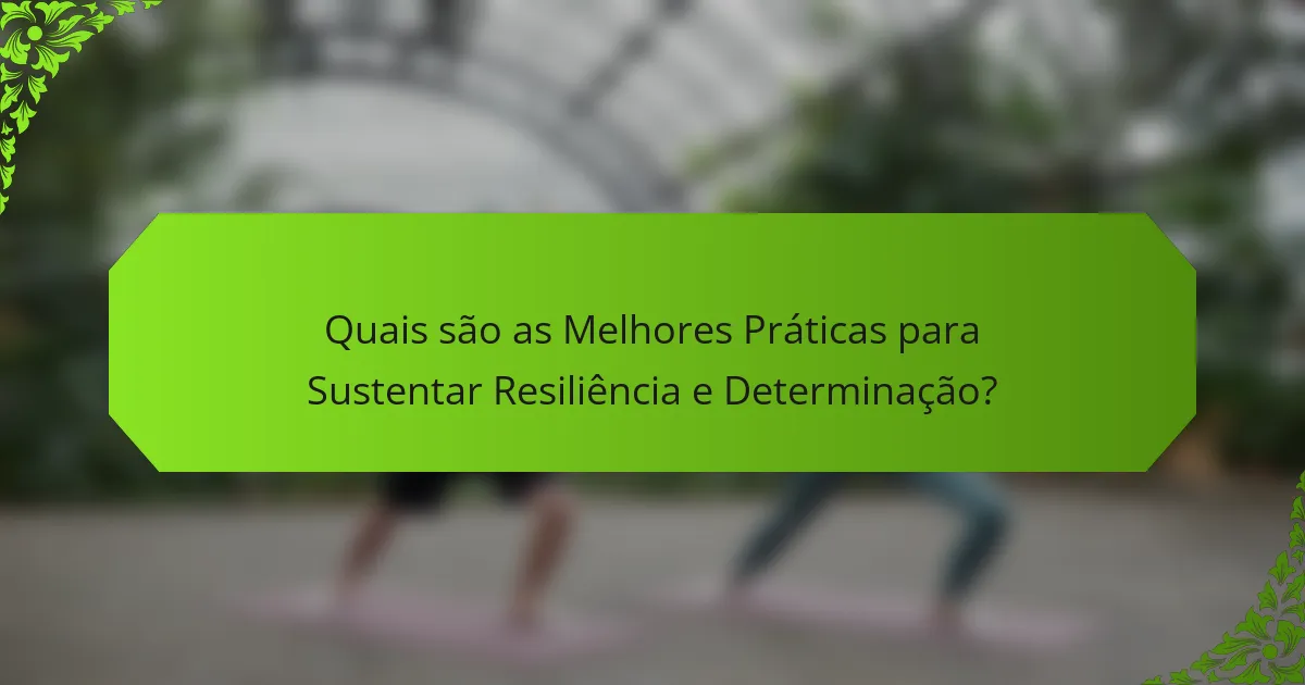 Quais são as Melhores Práticas para Sustentar Resiliência e Determinação?