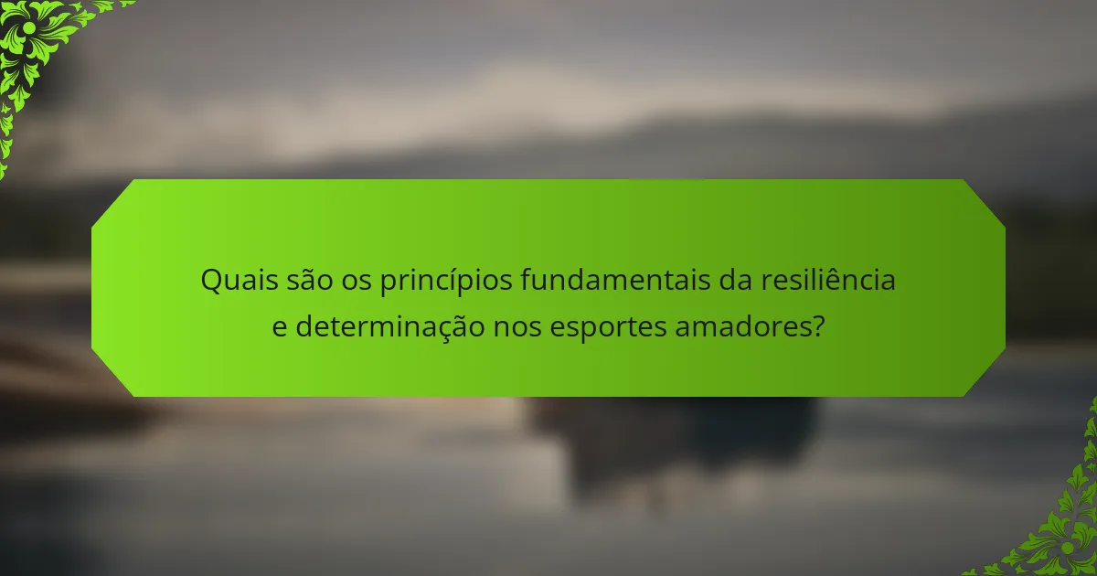 Quais são os princípios fundamentais da resiliência e determinação nos esportes amadores?